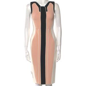 ANTONIO BERARDI Colorblock Pink Black Sleeveless Midi Length Dress